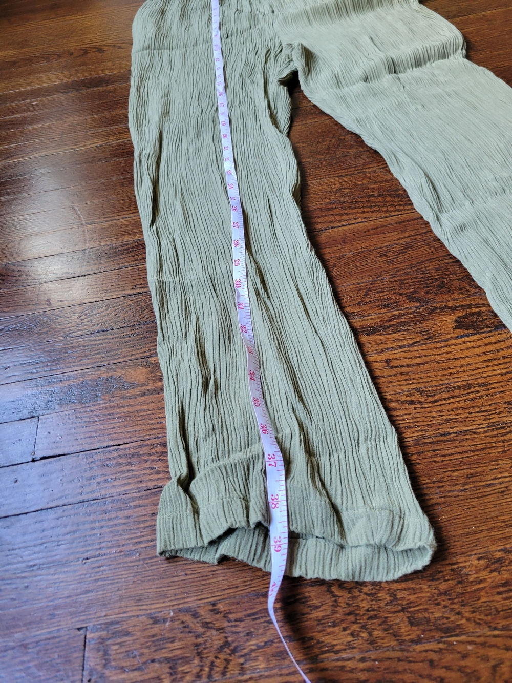 Sag Harbor Women’s Crinkle Straight Leg Pants, Elastic Waist Lime Sz M Boho - Picture 13 of 17